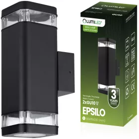   Kültéri kerti lámpa emelő fali lámpa 2x GU10 LED IP54 felső alsó EPSILO LUMILED