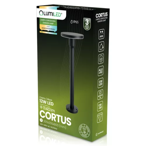 Kültéri kerti lámpa állólámpa CCT LED 12W 3000-6500K IP65 CORTUS LUMILED