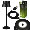 LED kerti lámpa, álló, dekoratív, asztali, éjszakai, USB, szabályozható, érintős, fekete, FIORA LUMILED