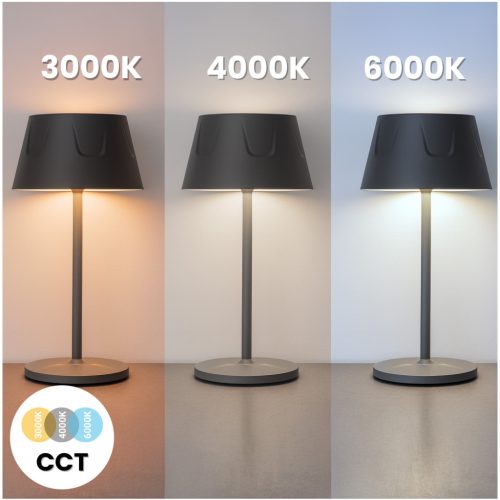 LED kerti lámpa, álló, dekoratív, asztali, éjszakai, USB, szabályozható, érintős, fekete, FIORA LUMILED