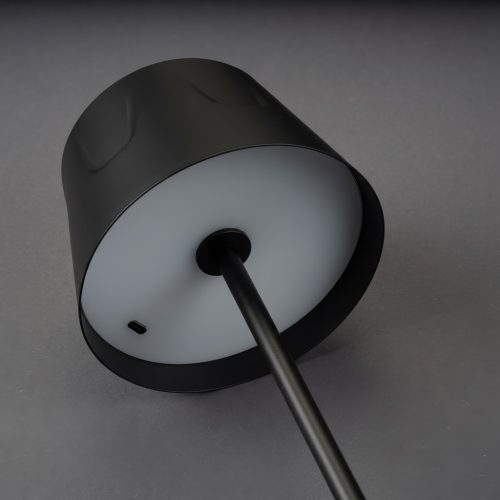 LED kerti lámpa, álló, dekoratív, asztali, éjszakai, USB, szabályozható, érintős, fekete, FIORA LUMILED