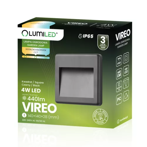 Kerti kültéri lépcsőlámpa, homlokzati fali lámpa, CCT 3000-6500K LED 4W IP65 VIREO LUMILED