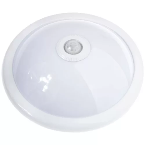 Felületre szerelt LED mennyezeti lámpa REGIS 2x E27 IP44 mozgás- és szürkületérzékelővel, fehér kerek 30 cm LUMILED