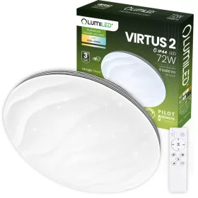   LED Mennyezeti Lámpa Felületre Szerelhető VIRTUS2 72W IP44 CCT Fehér Kerek 50cm + LUMILED TÁVIRÁNYÍTÓ