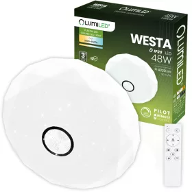   LED Mennyezeti Lámpa Felületre Szerelhető WESTA 48W CCT Fehér Kerek 40cm + LUMILED TÁVIRÁNYÍTÓ