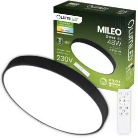   LED Mennyezeti Lámpa Felületre Szerelhető MILEO 48W IP44 CCT Fehér Kerek 40cm + LUMILED TÁVIRÁNYÍTÓ