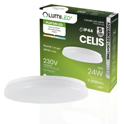 LED mennyezeti lámpa, felületre szerelt 24W 4000K 2500lm 104lm/W CELIS Round IP44 ALS LUMILED