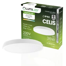   LED mennyezeti lámpa, felületre szerelt 36W 4000K 3820lm 106 lm/W CELIS kerek IP44 fehér gyűrű ALS LUMILED