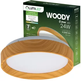   LED Mennyezeti Lámpatest Felületre Szerelhető Panel Mennyezeti Lámpatest WOODY 24W 4000K Kerek IP44 32cm LUMILED