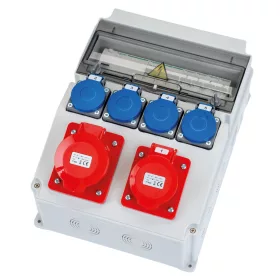   Elektromos elosztószekrény biztosítékokkal LUMIBOX1 CAJA 12M 16A/5P 32A/5P 4x230V Schuko LUMILED