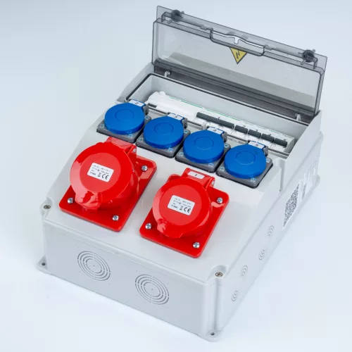 Elektromos elosztószekrény biztosítékokkal LUMIBOX1 CAJA 12M 16A/5P 32A/5P 4x230V Schuko LUMILED