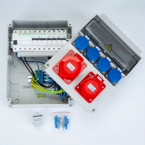 Elektromos elosztószekrény biztosítékokkal LUMIBOX1 CAJA 12M 16A/5P 32A/5P 4x230V Schuko LUMILED