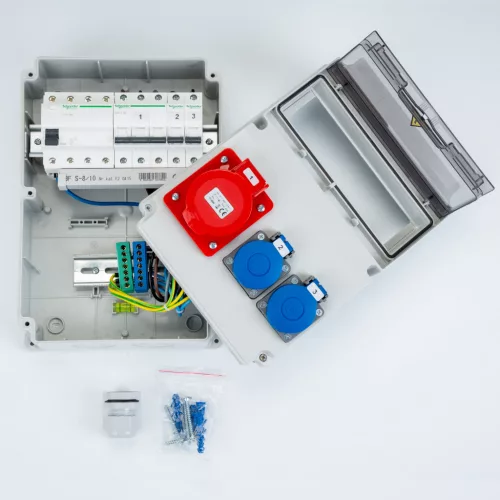 Elektromos elosztószekrény biztosítékokkal LUMIBOX3 LAGO 10M 16A/5P 400V 2x230V Schuko Lumiled