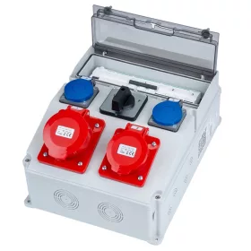   Elektromos elosztószekrény biztosítékokkal LUMIBOX5 CAJA 12M 16A/5P 32A/5P 2x230V Schuko L/P 32A LUMILED