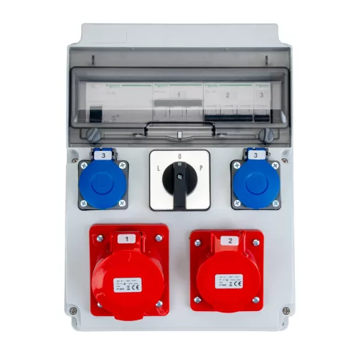 Elektromos elosztószekrény biztosítékokkal LUMIBOX5 CAJA 12M 16A/5P 32A/5P 2x230V Schuko L/P 32A LUMILED