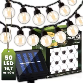   Kerti Solar GIRLAND 50x LED dekoratív golyók 16,7 m meleg 3000K GLADI 2 LUMILED