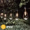 Kerti Solar Girland 20x LED Dekoratív Izzók EDISON ST58 11,48m 3000K EREMI LUMILED