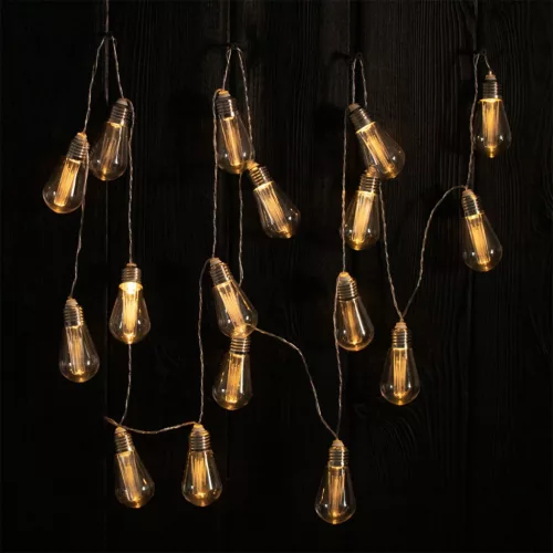 Kerti Solar Girland 20x LED Dekoratív Izzók A60 5,69m 3000K HELIC LUMILED