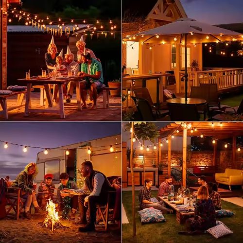 Napelemes kerti girland, 30 db LED dekoratív gömb, 15,05 m, 2700 K, meleg színhőmérséklettel, távirányítóval, CALLIS2, LUMILED