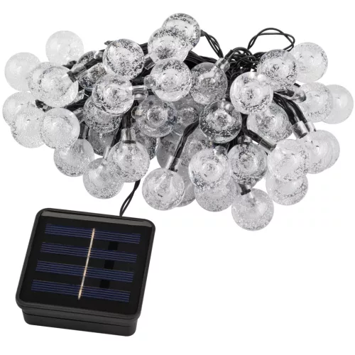 Napelemes kerti girland 50x LED dekoratív gömbök 9,27 m 3000K Meleg GALLA3 LUMILED