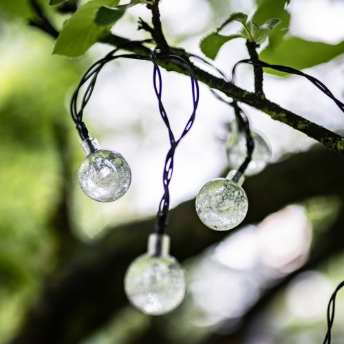 Napelemes kerti girland 100x LED dekoratív gömbök 16,86 m 3000K Meleg GALLA3 LUMILED