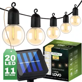   Kerti Solar Girland 20x LED dekoratív golyók 11,58m 3000K meleg LOVO LUMILED