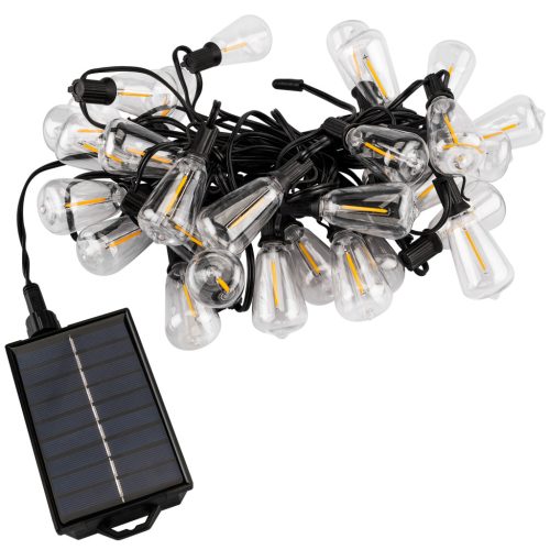 Napelemes kerti girland 30x LED dekoratív izzók 9,8 m 2700 K Meleg + Távirányító PYRIS LUMILED