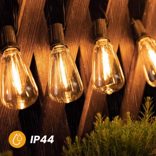 Napelemes kerti girland 40 db LED dekoratív izzó 14,5 m 2700 K Meleg + Távirányító PYRIS LUMILED