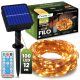 Napelemes kerti girland 100x LED dekoratív vezeték 12m 3000K Meleg + PIOT FILO LUMILED