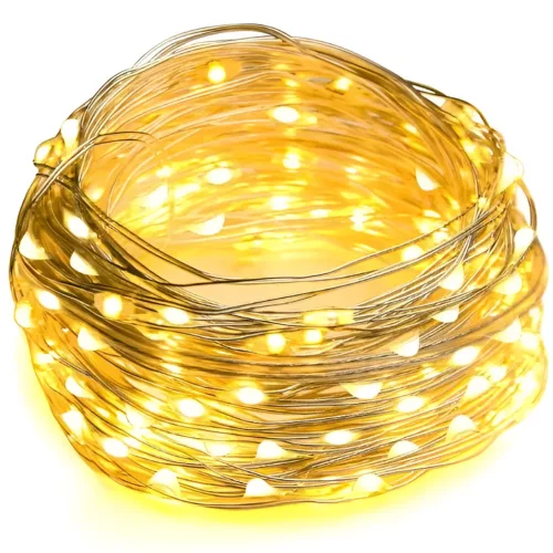 Napelemes kerti girland 200x LED dekoratív vezeték 22m 3000K Meleg + FILO LUMILED távirányító