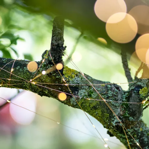 Napelemes kerti girland 200x LED dekoratív vezeték 22m 3000K Meleg + FILO LUMILED távirányító
