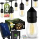 Napelemes kerti girland 15x LED dekoratív izzó 10m + távirányító IP65 2700K Meleg SOLLIS LUMILED
