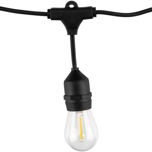 Napelemes kerti girland 15x LED dekoratív izzó 10m + távirányító IP65 2700K Meleg SOLLIS LUMILED