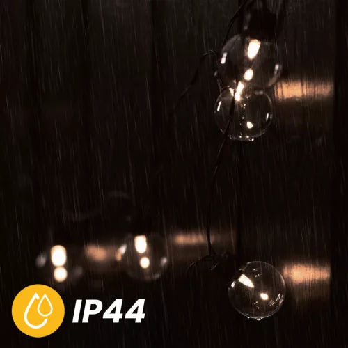 Napelemes kerti girland 30x LED dekoratív gömb 10,6 m, meleg, 3000K, GLADI 3 LUMILED