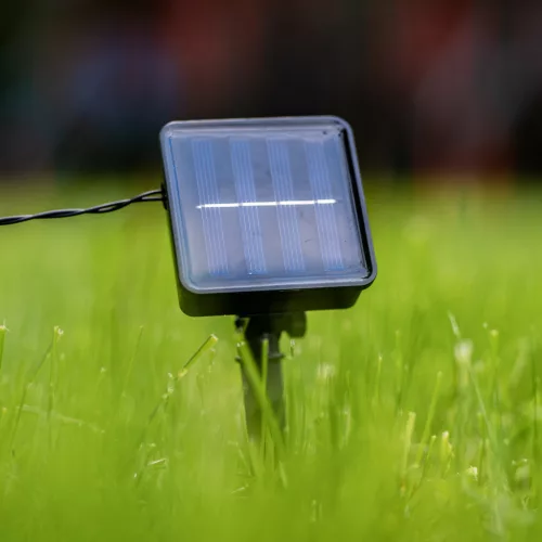 Napelemes kerti girland 30x LED dekoratív gömb 10,6 m, meleg, 3000K, GLADI 3 LUMILED