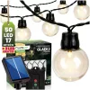 Napelemes kerti fényfüzér 50 LED erkélyre díszgömbök 16,7m 3000K meleg fehér GLADI 3 LUMILED