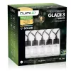 Napelemes kerti fényfüzér 50 LED erkélyre díszgömbök 16,7m 3000K meleg fehér GLADI 3 LUMILED