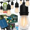 Napelemes kerti girland 15x LED dekoratív izzók 10,4 m 2700 K Meleg + Távirányító IP65 SOLLIS 2 LUMILED