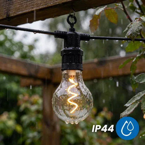 Napelemes kerti girland 15x LED dekoratív izzók 11,58m 2200K Meleg + Távirányító ALAVAS LUMILED