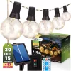 Napelemes kerti girland 30x LED dekoratív izzók 15,05 m 3000K Meleg + Távirányító AURA LUMILED