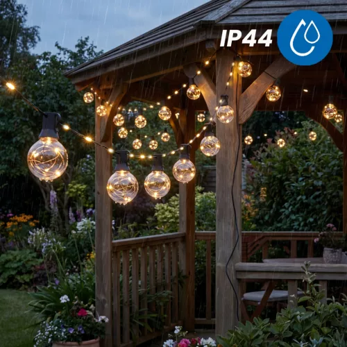 Napelemes kerti girland 30x LED dekoratív izzók 15,05 m 3000K Meleg + Távirányító AURA LUMILED