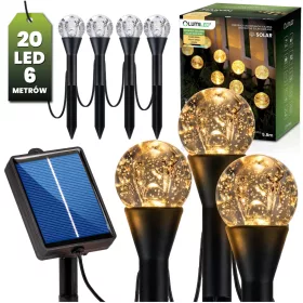   Napelemes kerti girland 20 LED leszúrható lámpákkal 5,80m HAKON LUMILED