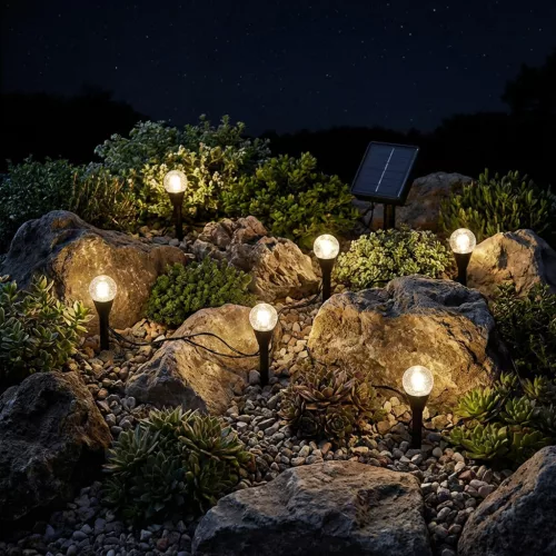 Napelemes kerti girland 20 LED leszúrható lámpákkal 5,80m HAKON LUMILED