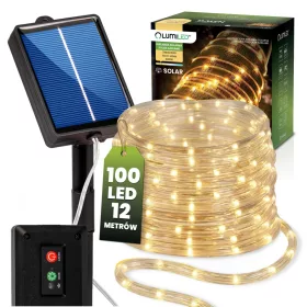   Napelemes kerti LED fényfüzér, dekoratív, 100x LED, 11,9m, KÍGYÓ, 3000K meleg fényű DALEN LUMILED