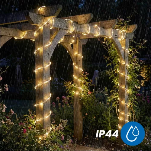 Napelemes kerti LED fényfüzér, dekoratív, 100x LED, 11,9m, KÍGYÓ, 3000K meleg fényű DALEN LUMILED