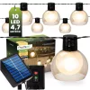 Napelemes kerti girland 10x LED dekoratív lámpák 4,7m 3000K Meleg PERLA LUMILED