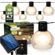 Napelemes kerti girland 10x LED dekoratív lámpák 4,7m 3000K Meleg PERLA LUMILED