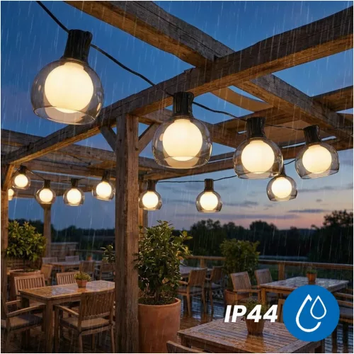Napelemes kerti girland 10x LED dekoratív lámpák 4,7m 3000K Meleg PERLA LUMILED