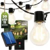 Napelemes kerti LED fényfüzér, dekoratív, izzók, 30x LED, 10,7m, 2700K meleg fényű LUMILED