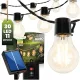 Napelemes kerti LED fényfüzér, dekoratív, izzók, 30x LED, 10,7m, 2700K meleg fényű LUMILED